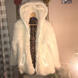 White fluffy fur winter coat!